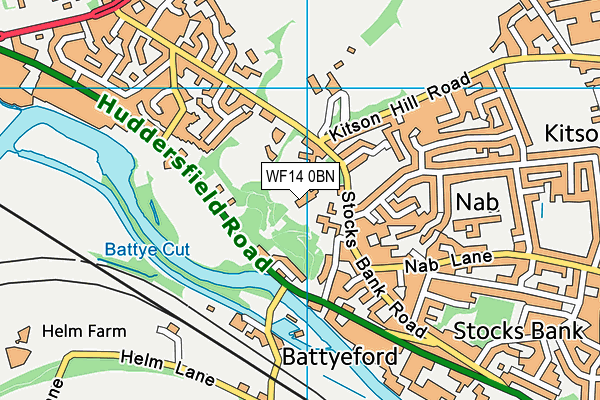 WF14 0BN map - OS VectorMap District (Ordnance Survey)