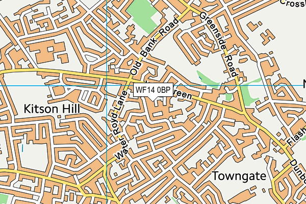 WF14 0BP map - OS VectorMap District (Ordnance Survey)