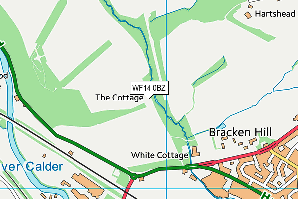 WF14 0BZ map - OS VectorMap District (Ordnance Survey)