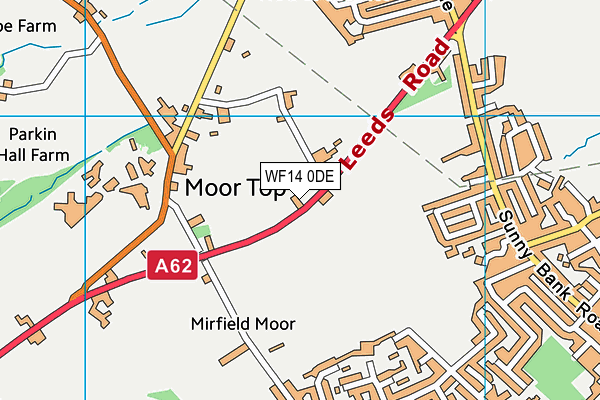 WF14 0DE map - OS VectorMap District (Ordnance Survey)