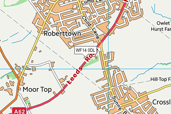 WF14 0DL map - OS VectorMap District (Ordnance Survey)