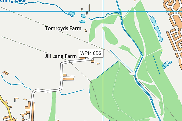 WF14 0DS map - OS VectorMap District (Ordnance Survey)