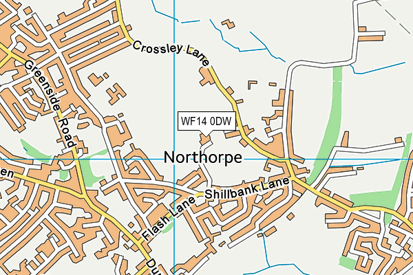 WF14 0DW map - OS VectorMap District (Ordnance Survey)