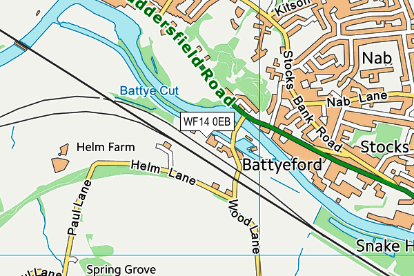 WF14 0EB map - OS VectorMap District (Ordnance Survey)