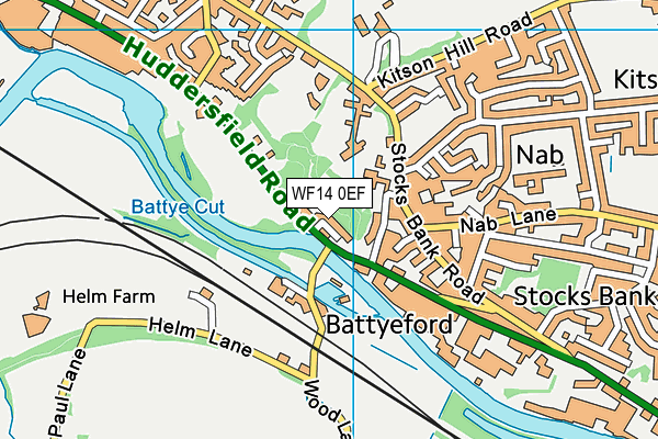 WF14 0EF map - OS VectorMap District (Ordnance Survey)