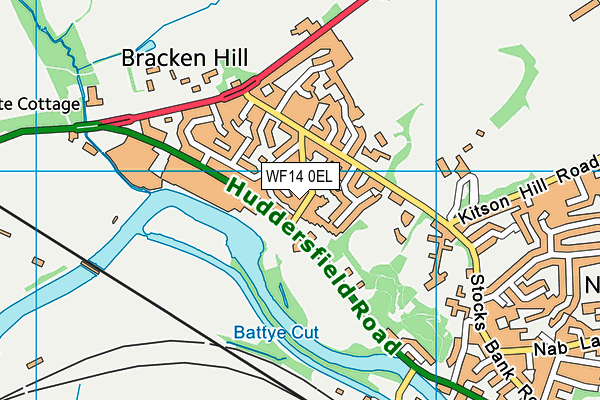 WF14 0EL map - OS VectorMap District (Ordnance Survey)