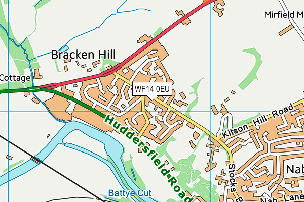 WF14 0EU map - OS VectorMap District (Ordnance Survey)