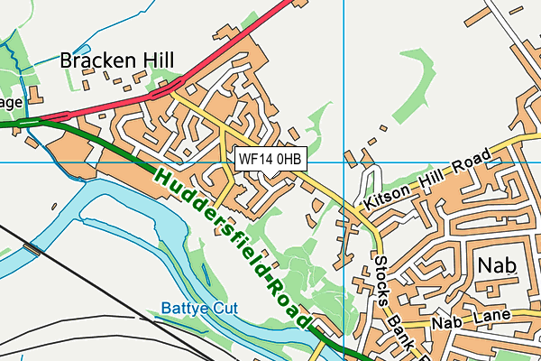 WF14 0HB map - OS VectorMap District (Ordnance Survey)