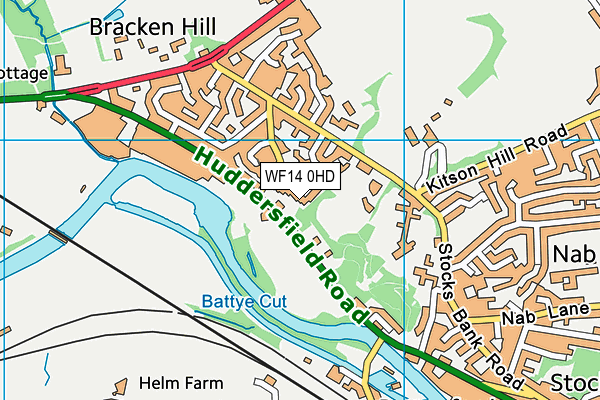 WF14 0HD map - OS VectorMap District (Ordnance Survey)