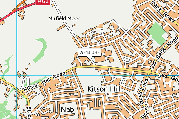 WF14 0HF map - OS VectorMap District (Ordnance Survey)