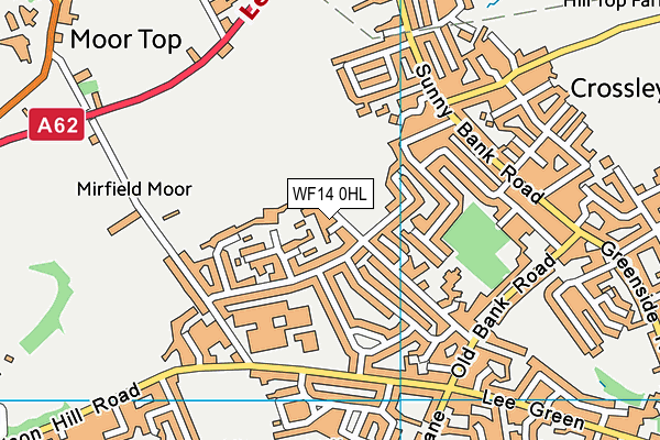 WF14 0HL map - OS VectorMap District (Ordnance Survey)