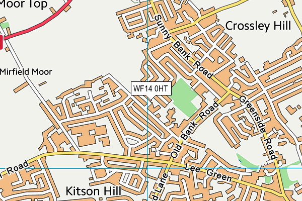 WF14 0HT map - OS VectorMap District (Ordnance Survey)