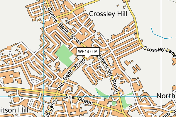 WF14 0JA map - OS VectorMap District (Ordnance Survey)