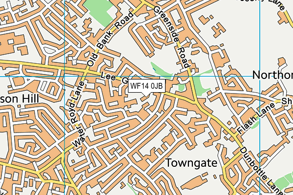 WF14 0JB map - OS VectorMap District (Ordnance Survey)