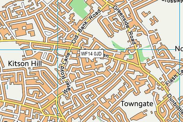 WF14 0JD map - OS VectorMap District (Ordnance Survey)