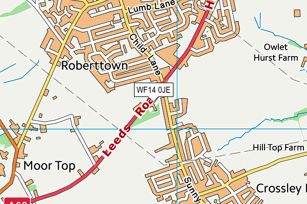 WF14 0JE map - OS VectorMap District (Ordnance Survey)