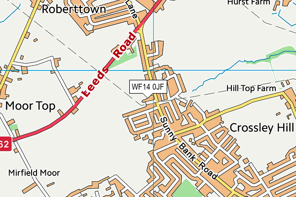 WF14 0JF map - OS VectorMap District (Ordnance Survey)