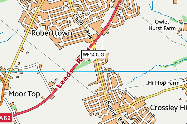 WF14 0JG map - OS VectorMap District (Ordnance Survey)