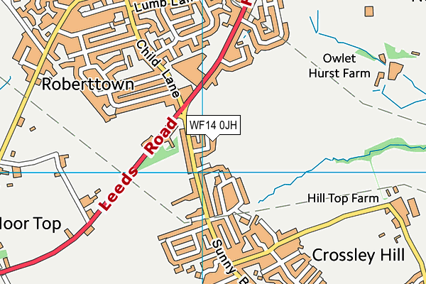 WF14 0JH map - OS VectorMap District (Ordnance Survey)