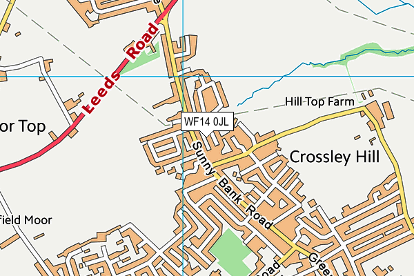 WF14 0JL map - OS VectorMap District (Ordnance Survey)