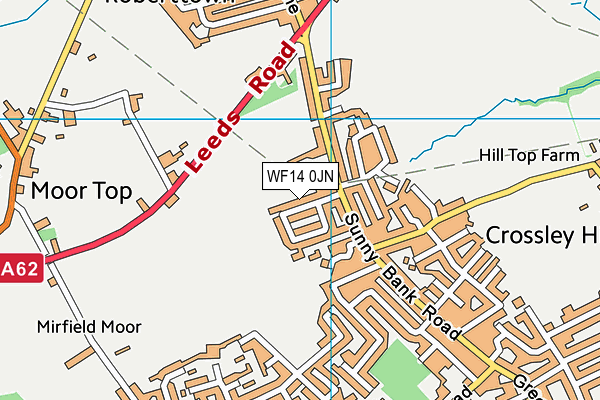 WF14 0JN map - OS VectorMap District (Ordnance Survey)