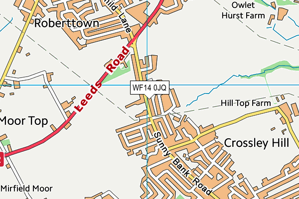 WF14 0JQ map - OS VectorMap District (Ordnance Survey)