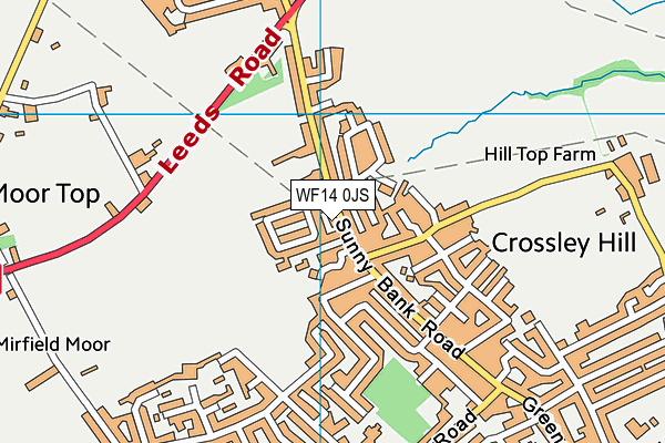 WF14 0JS map - OS VectorMap District (Ordnance Survey)