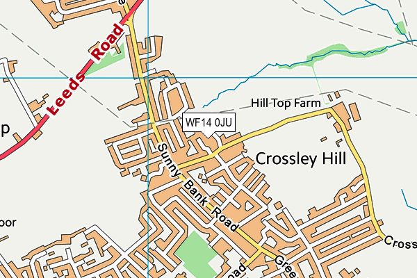 WF14 0JU map - OS VectorMap District (Ordnance Survey)