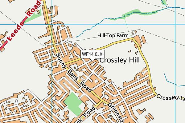 WF14 0JX map - OS VectorMap District (Ordnance Survey)