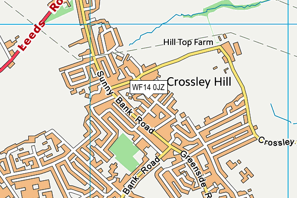 WF14 0JZ map - OS VectorMap District (Ordnance Survey)