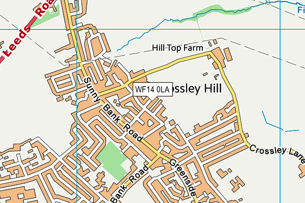 WF14 0LA map - OS VectorMap District (Ordnance Survey)