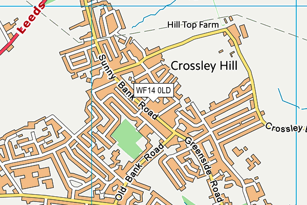 WF14 0LD map - OS VectorMap District (Ordnance Survey)