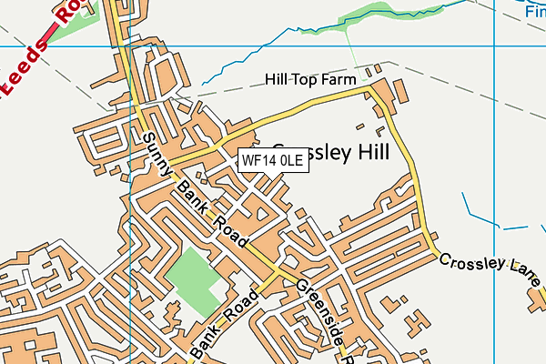 WF14 0LE map - OS VectorMap District (Ordnance Survey)