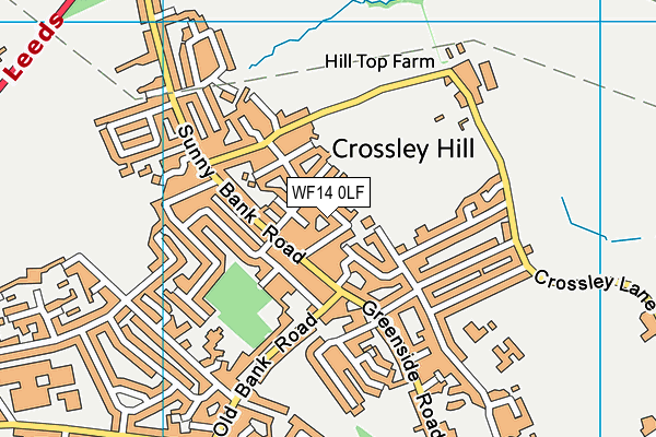 WF14 0LF map - OS VectorMap District (Ordnance Survey)