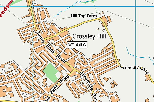 WF14 0LG map - OS VectorMap District (Ordnance Survey)