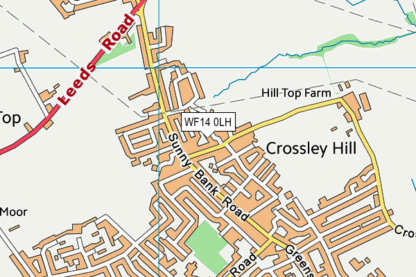 WF14 0LH map - OS VectorMap District (Ordnance Survey)