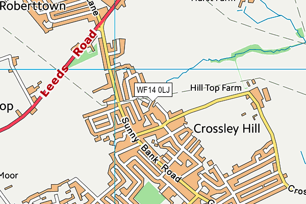 WF14 0LJ map - OS VectorMap District (Ordnance Survey)