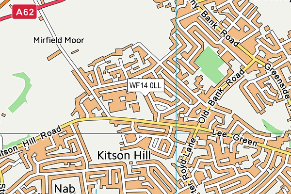 WF14 0LL map - OS VectorMap District (Ordnance Survey)