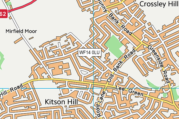 WF14 0LU map - OS VectorMap District (Ordnance Survey)