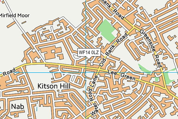 WF14 0LZ map - OS VectorMap District (Ordnance Survey)