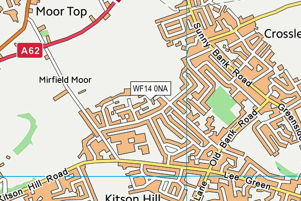 WF14 0NA map - OS VectorMap District (Ordnance Survey)