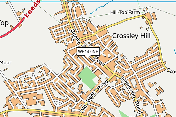 WF14 0NF map - OS VectorMap District (Ordnance Survey)