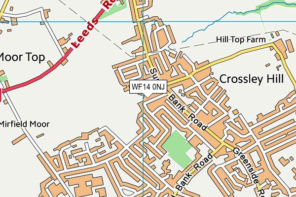 WF14 0NJ map - OS VectorMap District (Ordnance Survey)