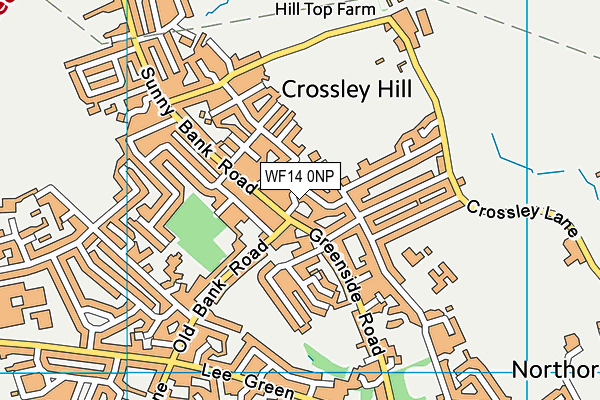 WF14 0NP map - OS VectorMap District (Ordnance Survey)