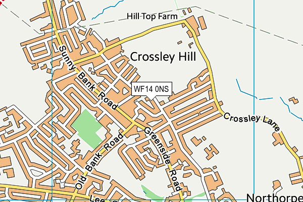 WF14 0NS map - OS VectorMap District (Ordnance Survey)