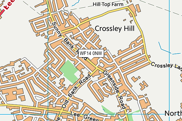 WF14 0NW map - OS VectorMap District (Ordnance Survey)