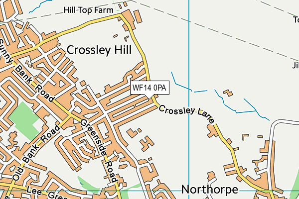 WF14 0PA map - OS VectorMap District (Ordnance Survey)