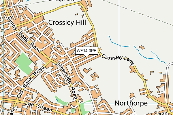 WF14 0PE map - OS VectorMap District (Ordnance Survey)