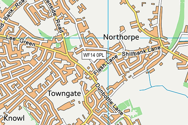 WF14 0PL map - OS VectorMap District (Ordnance Survey)