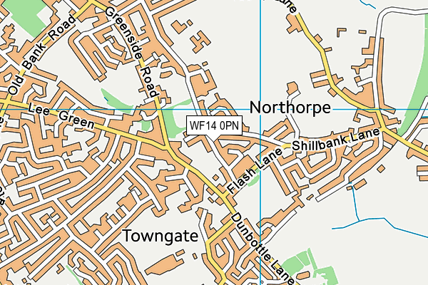 WF14 0PN map - OS VectorMap District (Ordnance Survey)